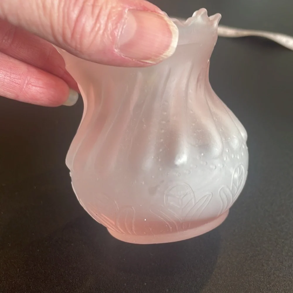 Frosted pink glass candle holder vintage tulip shape piece